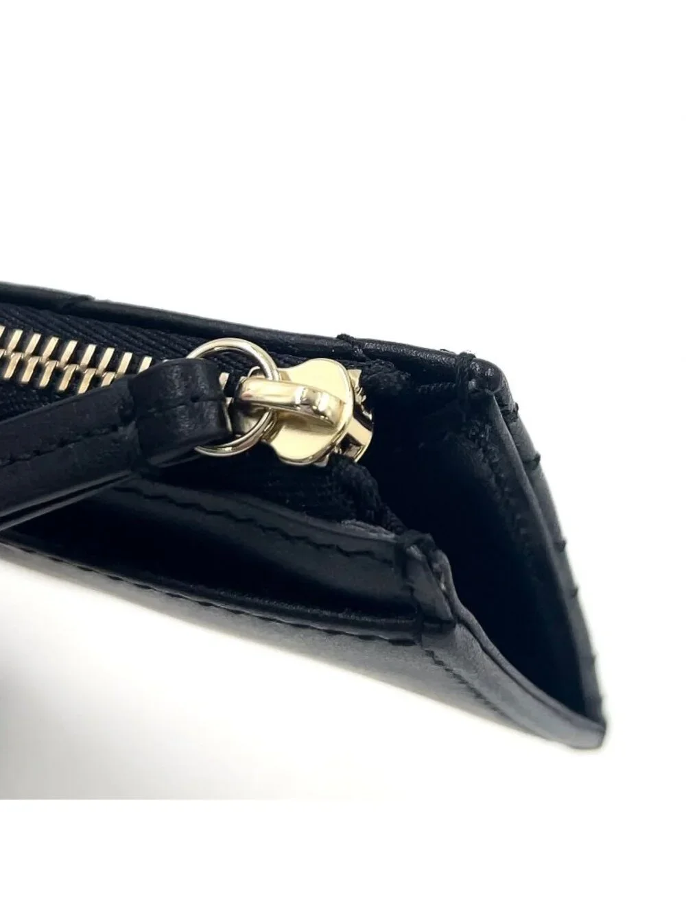Gucci GG Marmont Leather Black Coin Case Gold With